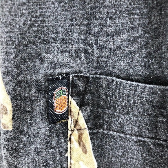 PINEAPPLE Connection Shirt Gray Leaf Print Button Up Short Sleeve Size Large - Picture 6 of 14